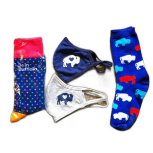 Buffalove - Be in Buffalo, NY Combo 4 Pack - Buffalo Print Masks and Socks